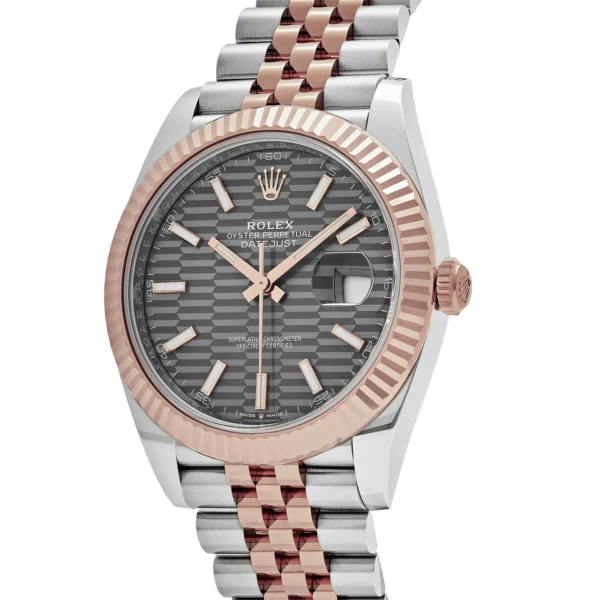 Rolex Datejust 126331 Rose Gold Stainless Steel Rhodium Slate Fluted Motif Dial Jubilee (2023) - Image 3
