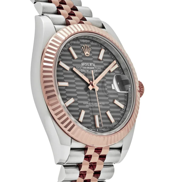 Rolex Datejust 126331 Rose Gold Stainless Steel Rhodium Slate Fluted Motif Dial Jubilee (2023) - Image 4