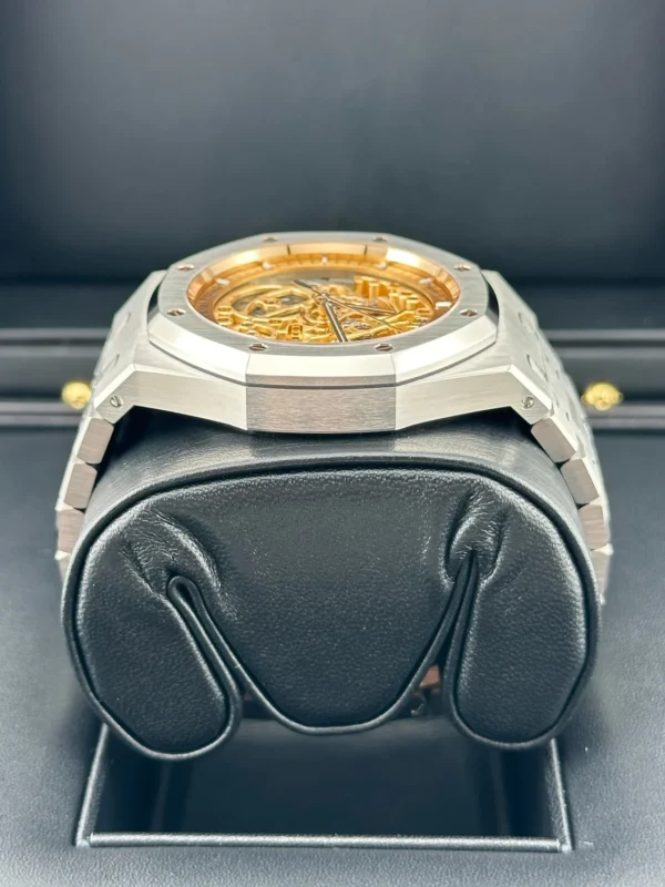 Audemars Piguet Royal Oak 15407ST.OO.1220ST.02 Double Balance Wheel Openworked Stainless Steel Pink Gold-Toned Dial (2024) - Image 4