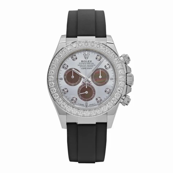 Rolex Daytona Cosmograph 126589RBR White Gold Diamond Mother of Pearl Dial Diamond Bezel