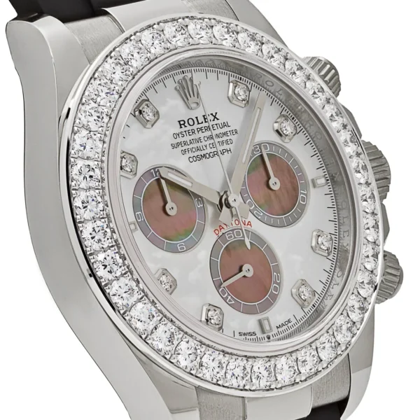 Rolex Daytona Cosmograph 126589RBR White Gold Diamond Mother of Pearl Dial Diamond Bezel - Image 5