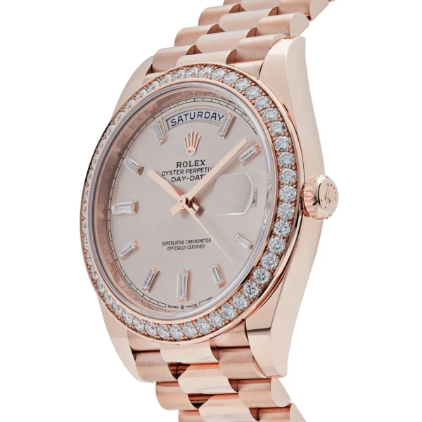 Rolex Day-Date 228345RBR Rose Gold Diamond Bezel Sundust Diamond Dial - Image 3