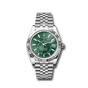 On Rolex Sky-Dweller 336934 Stainless Steel Green Dial Jubilee