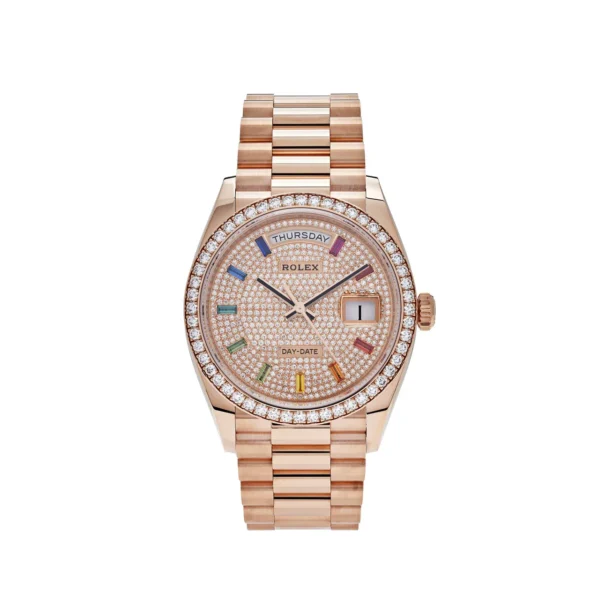 Luxury Watch Rolex Day-Date 36 Rose Gold Diamond Bezel Diamond Pave Dial 128345RBR Wrist Aficionado Luxury Watch Rolex Day-Date 36 Rose Gold Diamond Bezel Diamond Pave Dial 128345RBR Wrist Aficionado Luxury Watch Rolex Day-Date 36 Rose Gold Diamond Bezel Diamond Pave Dial 128345RBR Wrist Aficionado Try It On Rolex Day-Date 128345RBR Rose Gold Rainbow Diamond Pave Dial (2021)